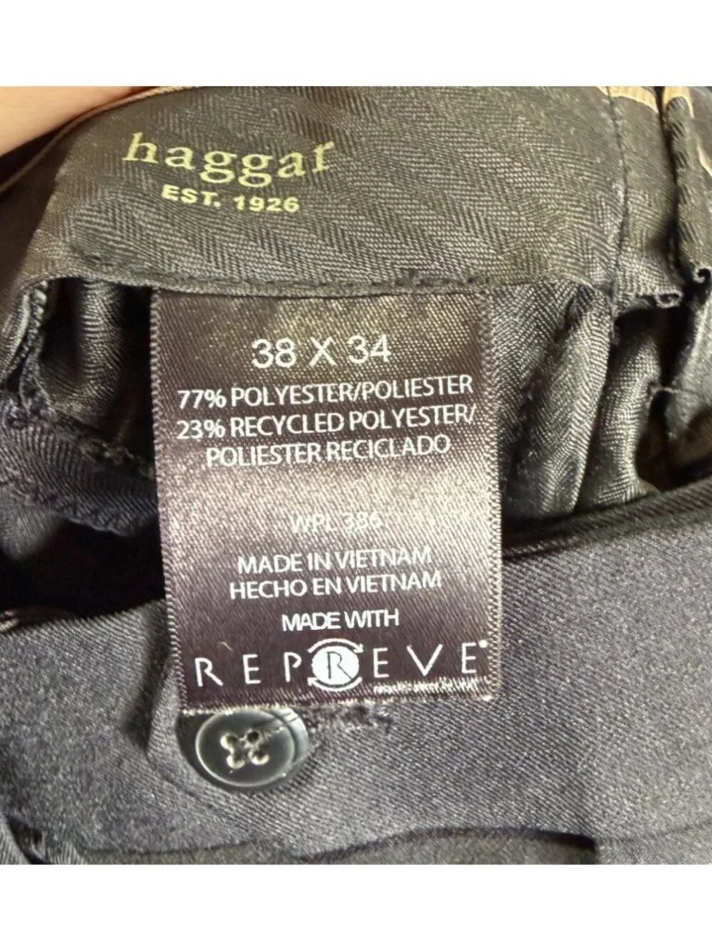 Haggar Mens‎ Dress Pants 38x34 Black Straight Leg Career Office